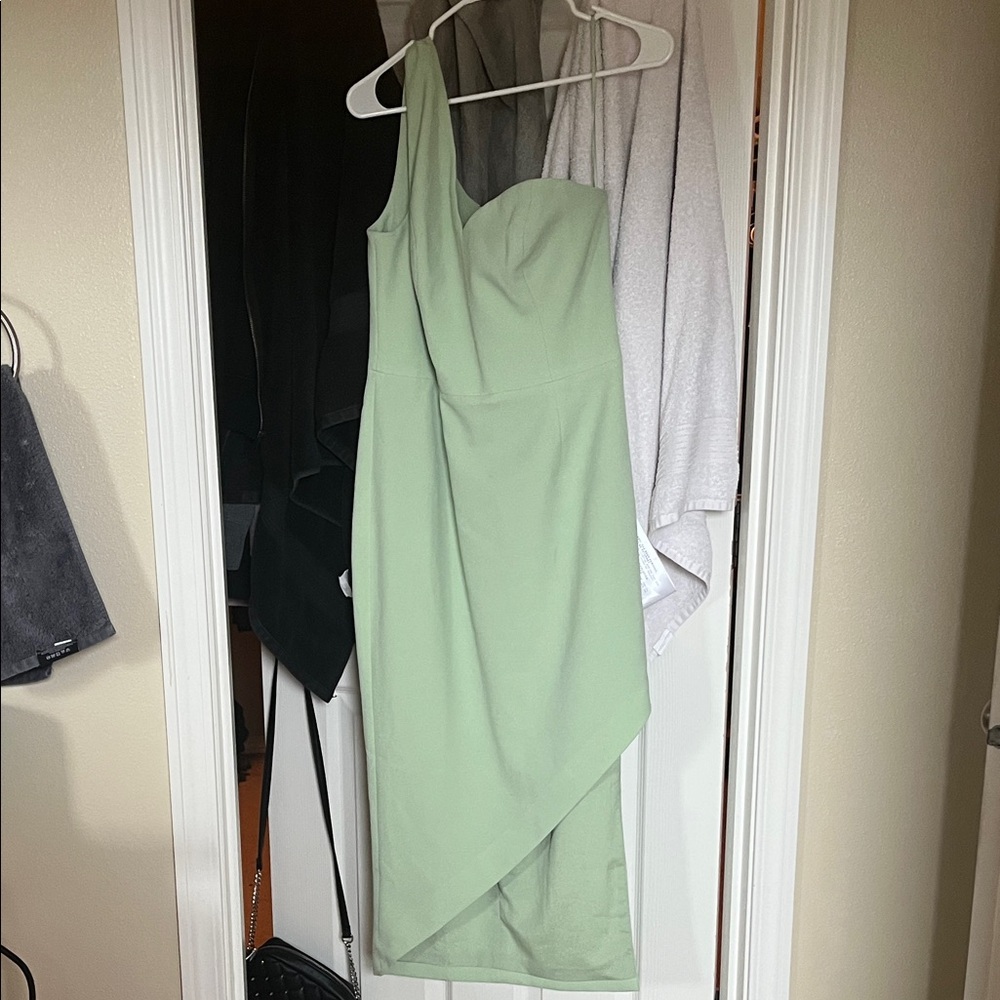 Dress the Population Light Green One-Shoulder Dress